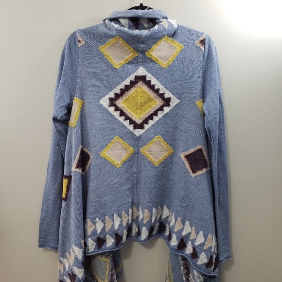 Fiets Voor * Southwest Print Wool Blend Cardi Sz L - Picture 7 of 10